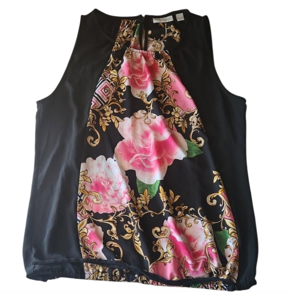 Floral Black Sleeveless Top